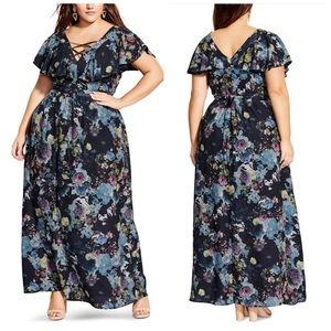City Chic Shadow Floral Maxi Dress Plus Size 24